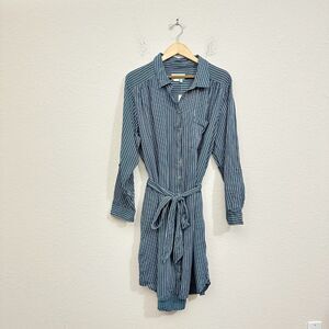 ANTHROPOLOGIE Bellamy Shirt Dress Striped Roll Tab Sleeve NWT